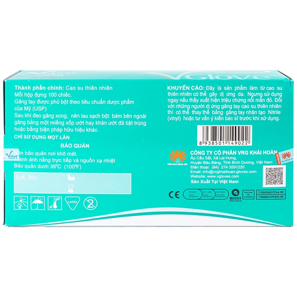 Hình ảnh Găng tay cao su y tế trơn có bột VGlove Size S (10 hộp x 100 chiếc)