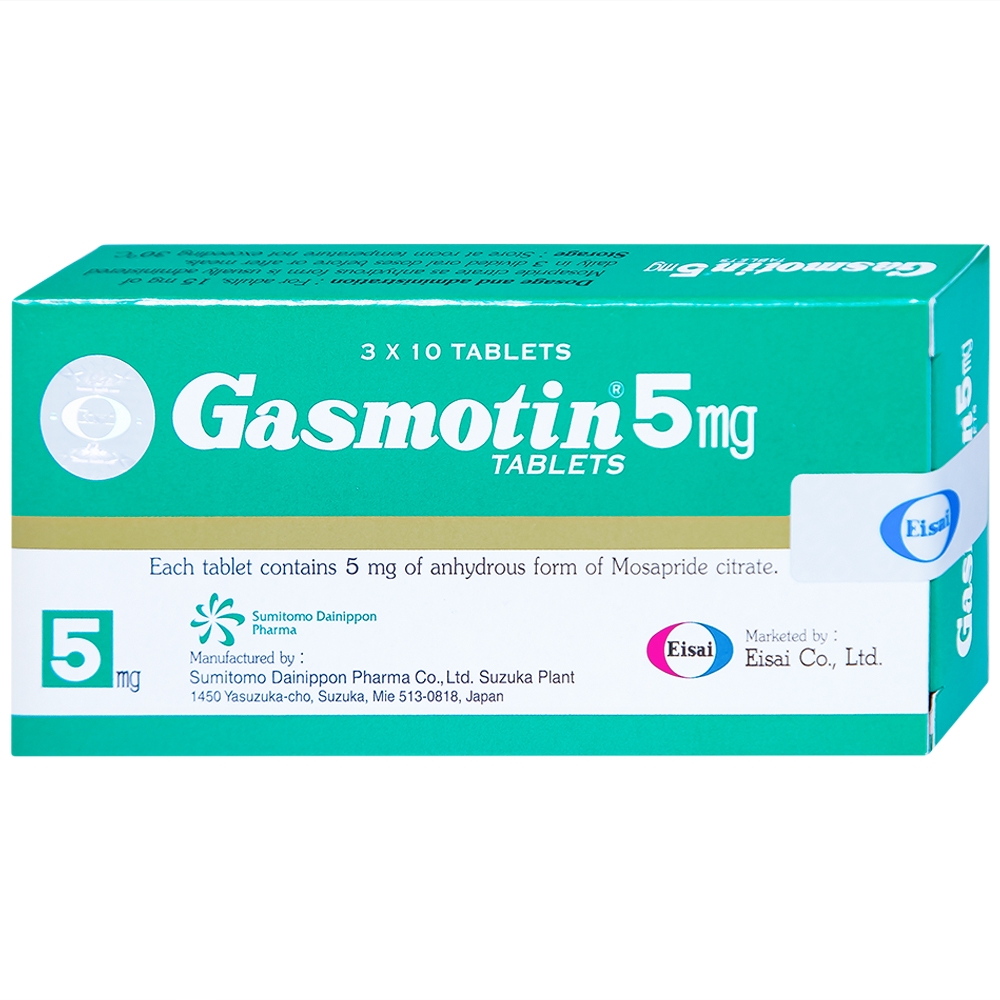 Hình ảnh Thuốc Gasmotin 5mg Eisai điều trị viêm dạ dày mạn tính (3 vỉ x 10 viên)