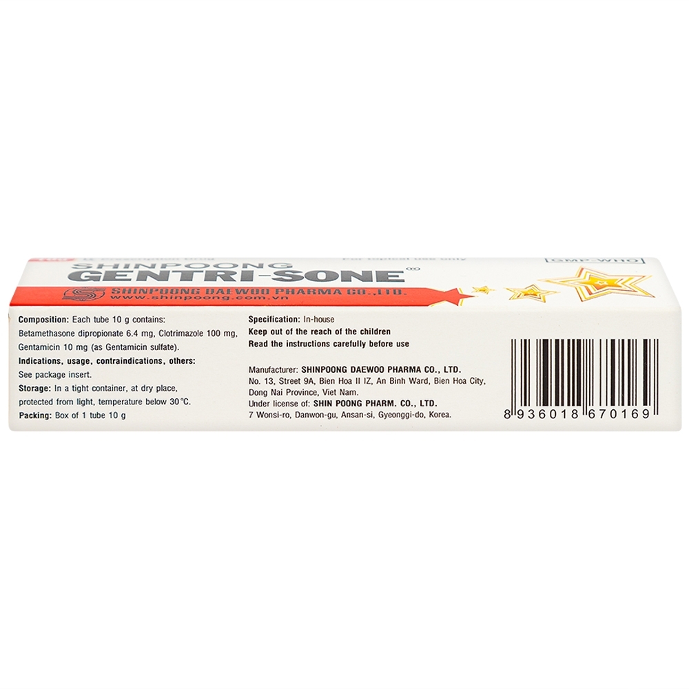 Hình ảnh Kem Gentrisone ShinPoong Deawoo điều trị nấm da, giảm viêm ngứa da (10g)