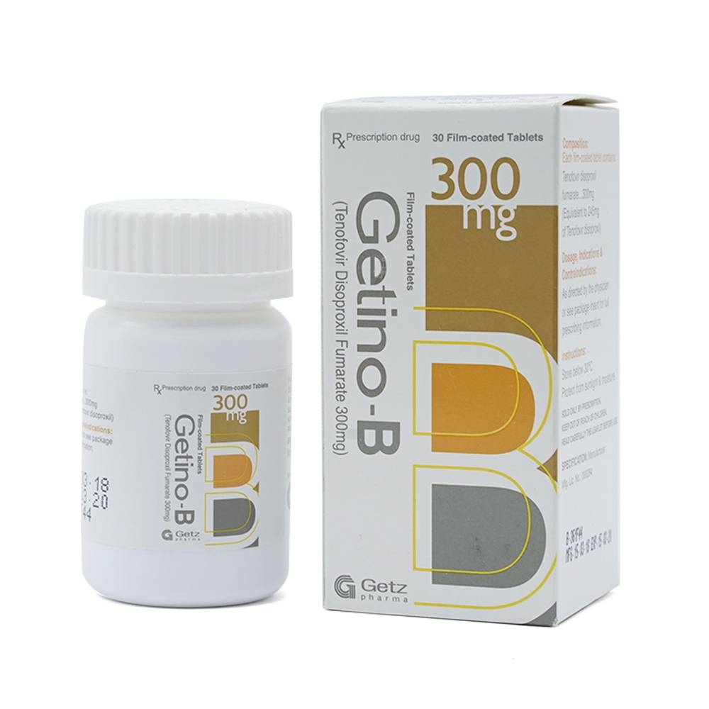 Hình ảnh Thuốc Getino-B 300mg Getz kiểm soát nhiễm HIV, điều trị viêm gan B mạn tính (30 viên)
