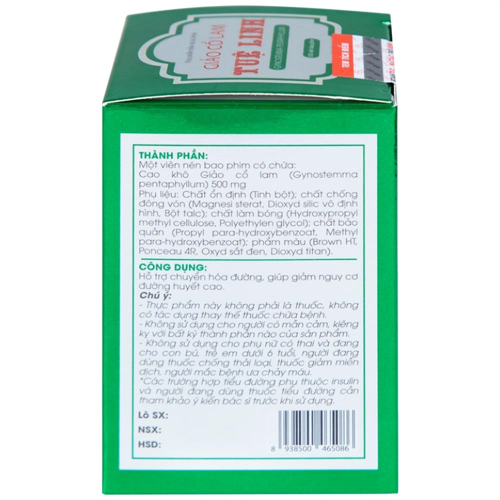 Hình ảnh Viên uống Giảo Cổ Lam Tuệ Linh hỗ trợ chuyển hóa đường, giảm nguy cơ đường huyết cao (100 viên)