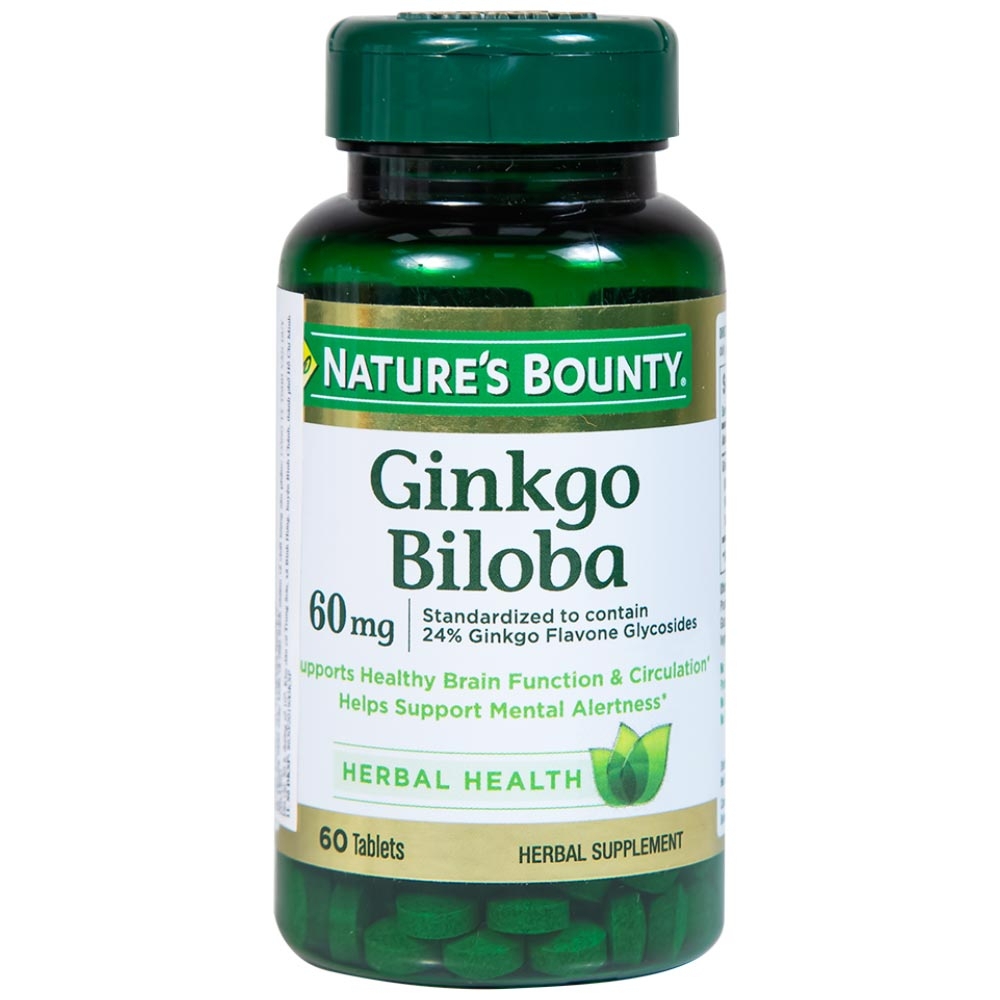 Hình ảnh Viên uống Ginkgo Biloba 60mg Nature's Bounty hỗ trợ tăng cường tuần hoàn não (60 viên)