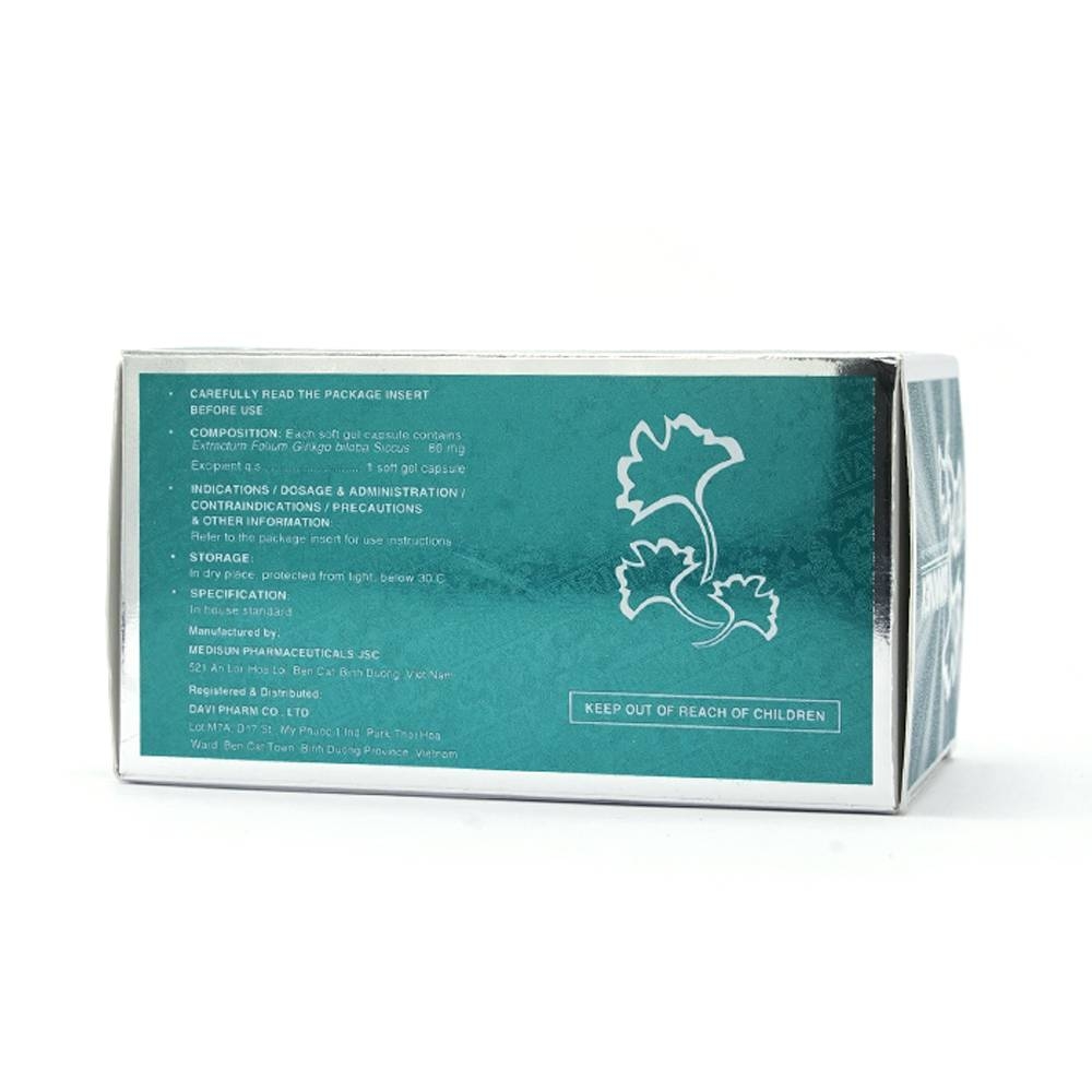 Hình ảnh Thuốc Ginknex 80mg Davipharm hỗ trợ điều trị chứng giảm trí nhớ, kém tập trung tư tưởng (6 vỉ x 10 viên)