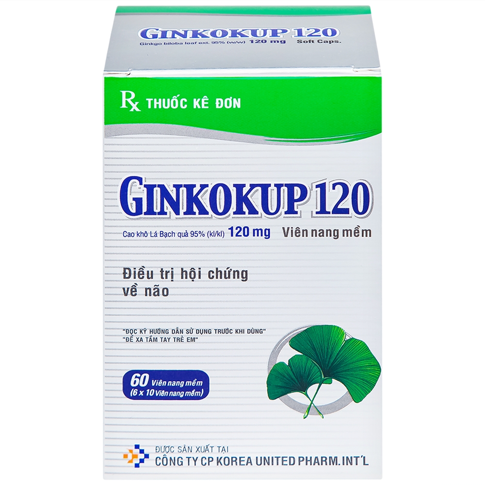 Hình ảnh Thuốc Ginkokup 120 United điều trị bệnh sa sút trí tuệ, kể cả bệnh Alzheimer (6 vỉ x 10 viên)