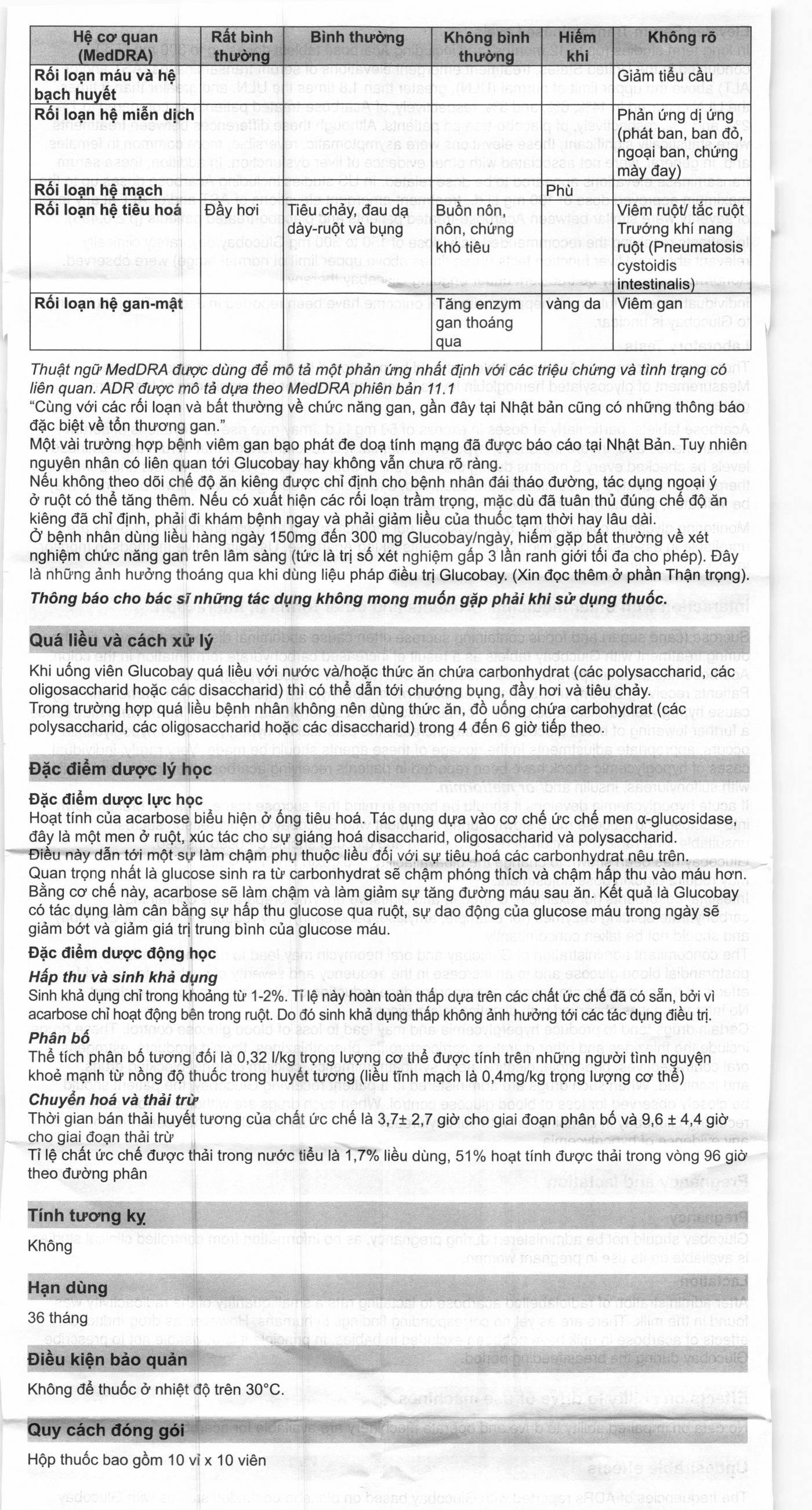 Hình ảnh Thuốc Glucobay 100 điều trị kết hợp chế độ ăn kiêng cho bệnh nhân đái tháo đường (10 vỉ x 10 viên)