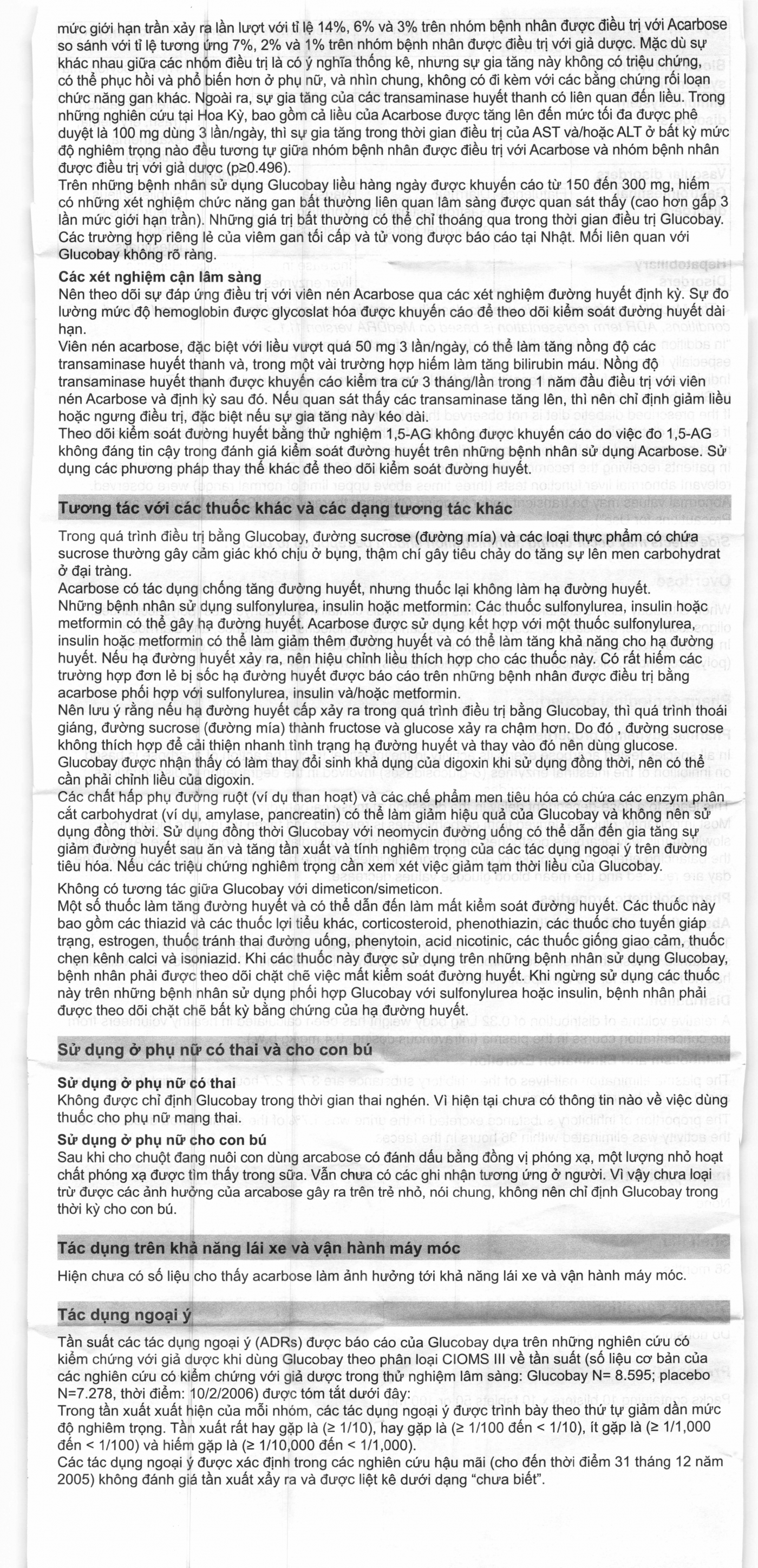 Hình ảnh Thuốc Glucobay 100 điều trị kết hợp chế độ ăn kiêng cho bệnh nhân đái tháo đường (10 vỉ x 10 viên)