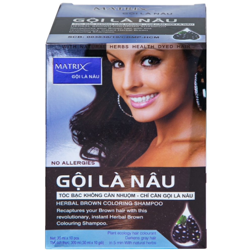 Hình ảnh Gội là nâu Matrix làm thay đổi màu tóc, che phủ tóc bạc (10 gói x 30ml)