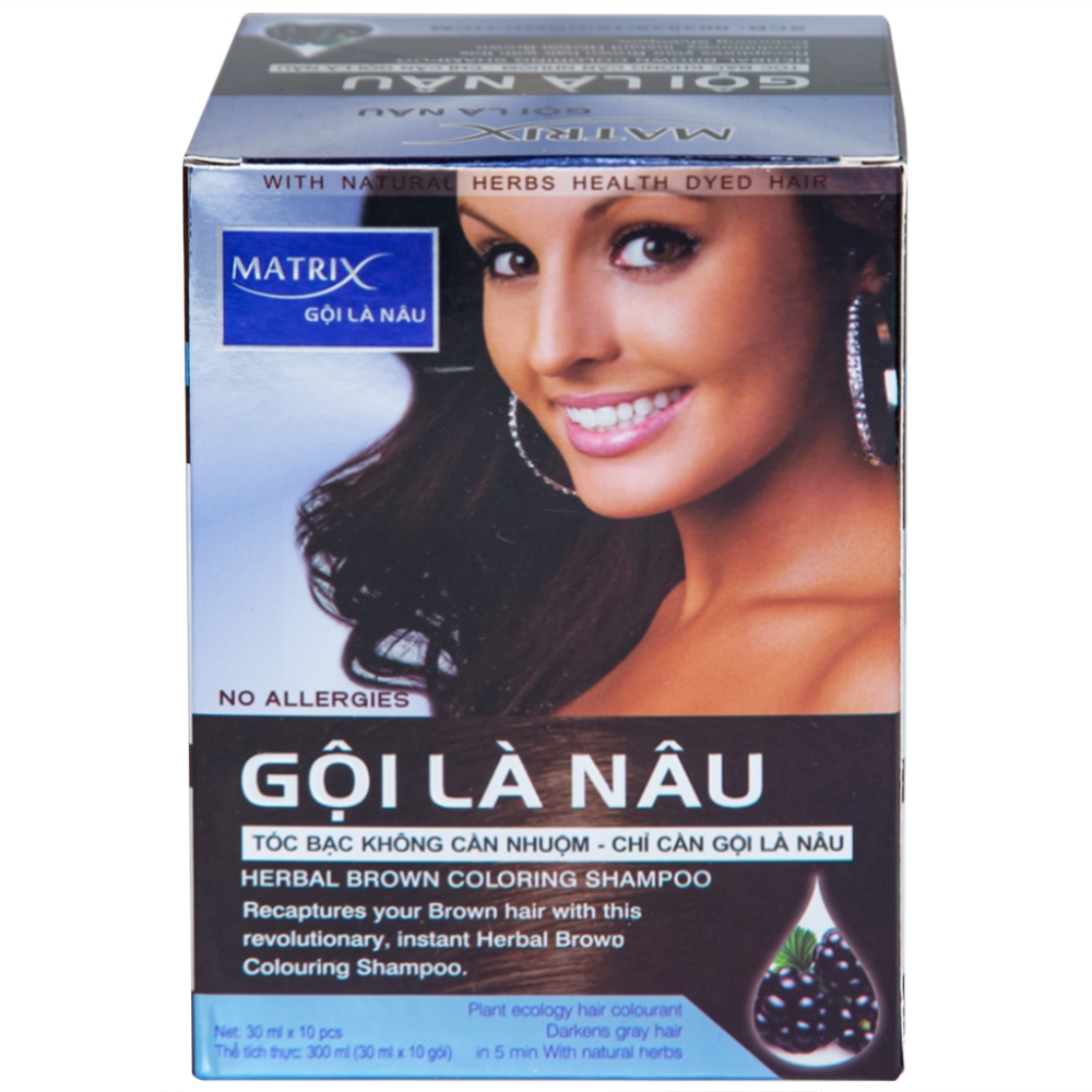 Hình ảnh Gội là nâu Matrix làm thay đổi màu tóc, che phủ tóc bạc (10 gói x 30ml)