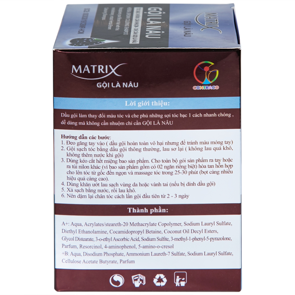 Hình ảnh Gội là nâu Matrix làm thay đổi màu tóc, che phủ tóc bạc (10 gói x 30ml)