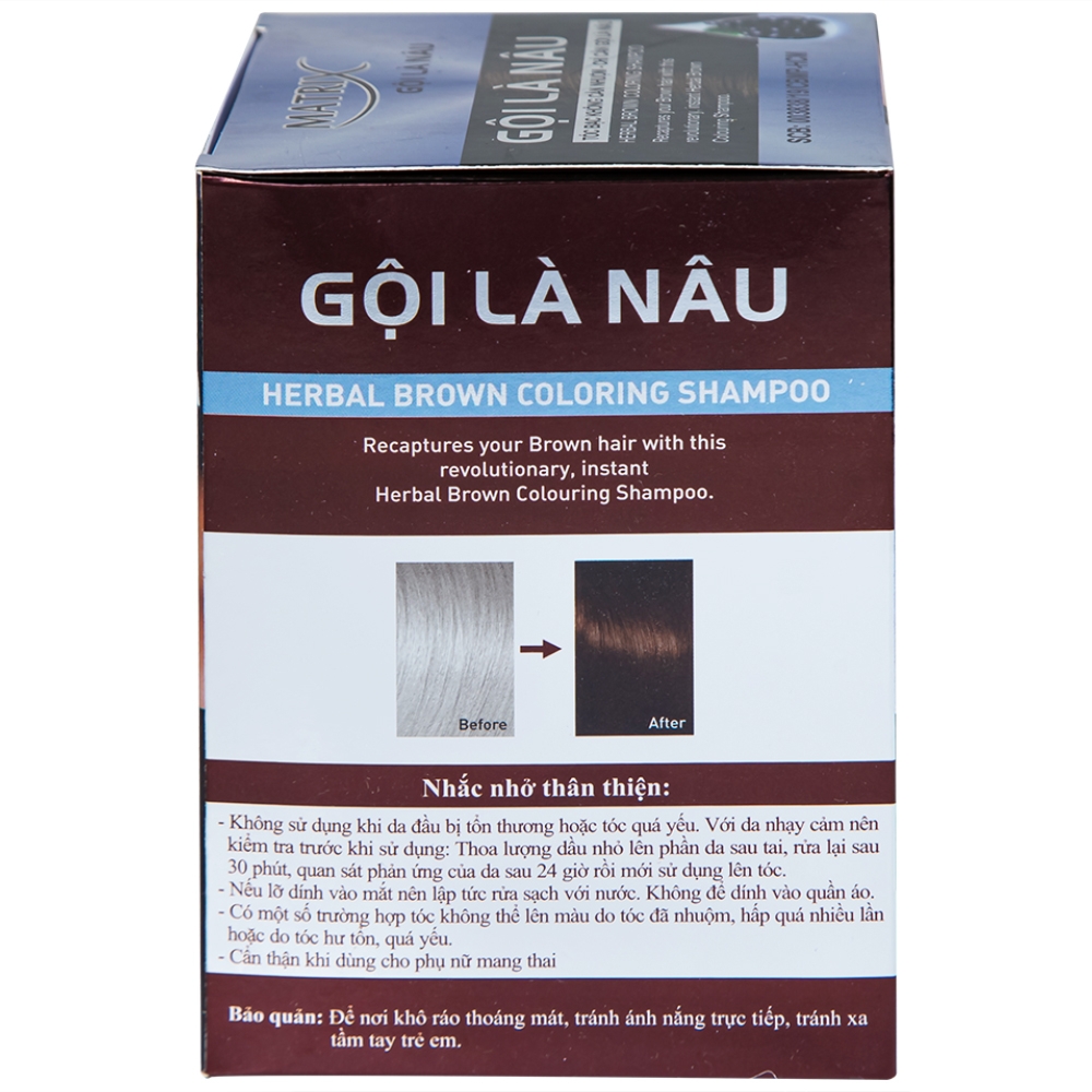 Hình ảnh Gội là nâu Matrix làm thay đổi màu tóc, che phủ tóc bạc (10 gói x 30ml)