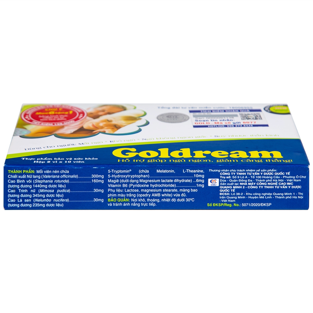 Hình ảnh Viên uống Goldream IMC hỗ trợ ngủ ngon, giảm căng thẳng (20 viên)