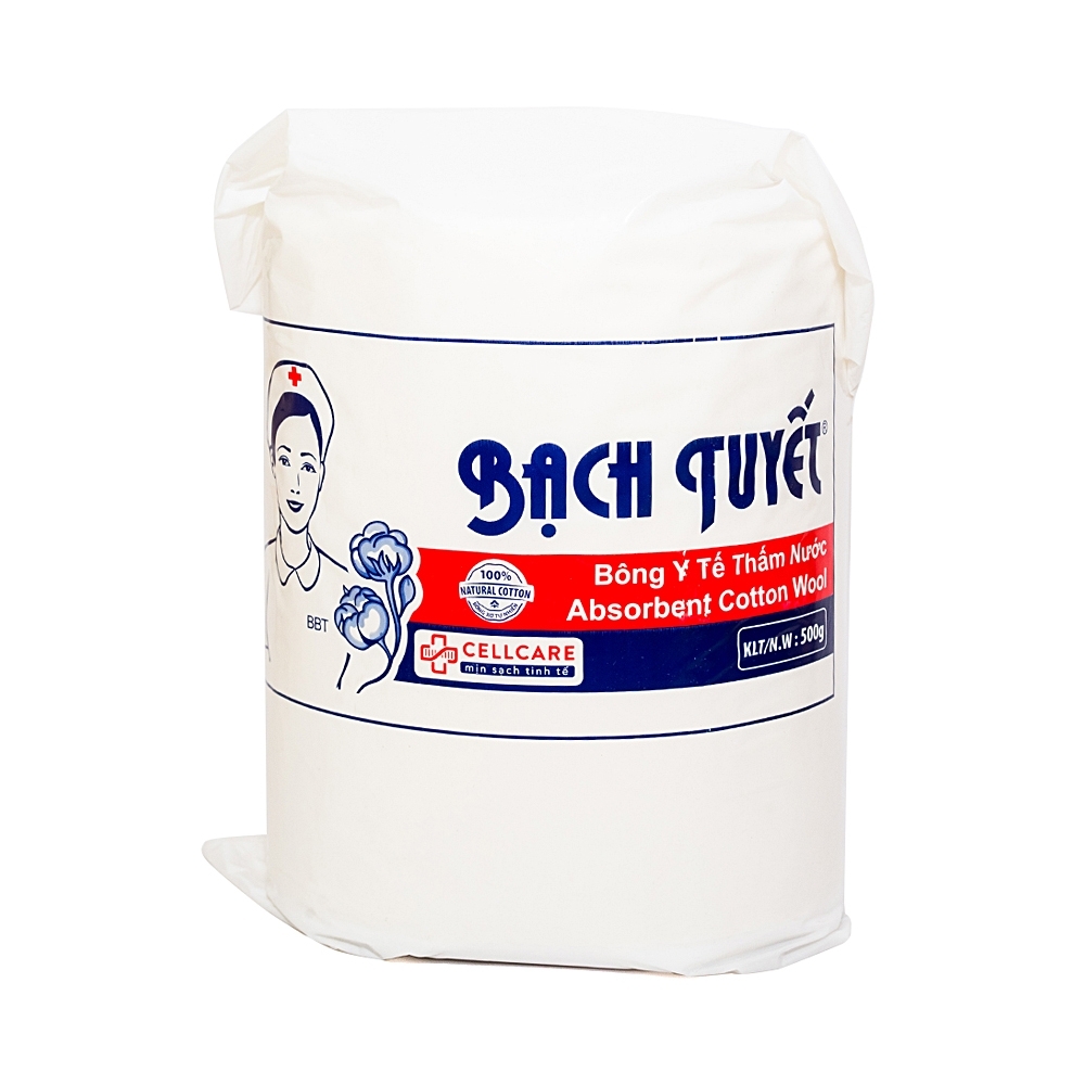 Hình ảnh Bông y tế thấm nước Bạch Tuyết 500g dùng trong chăm sóc cá nhân và y tế (24 gói)
