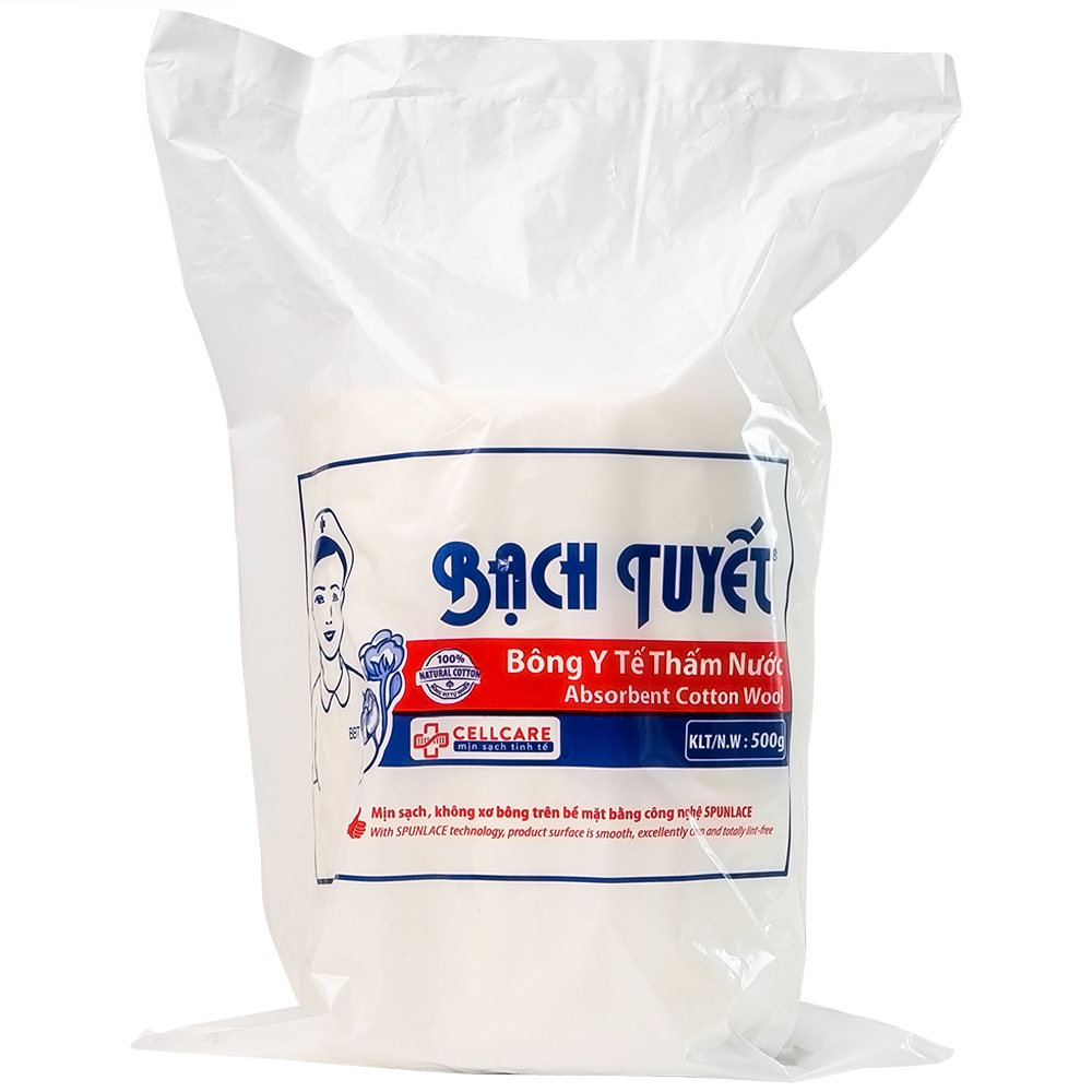 Hình ảnh Bông y tế thấm nước Bạch Tuyết 500g dùng trong chăm sóc cá nhân và y tế (24 gói)