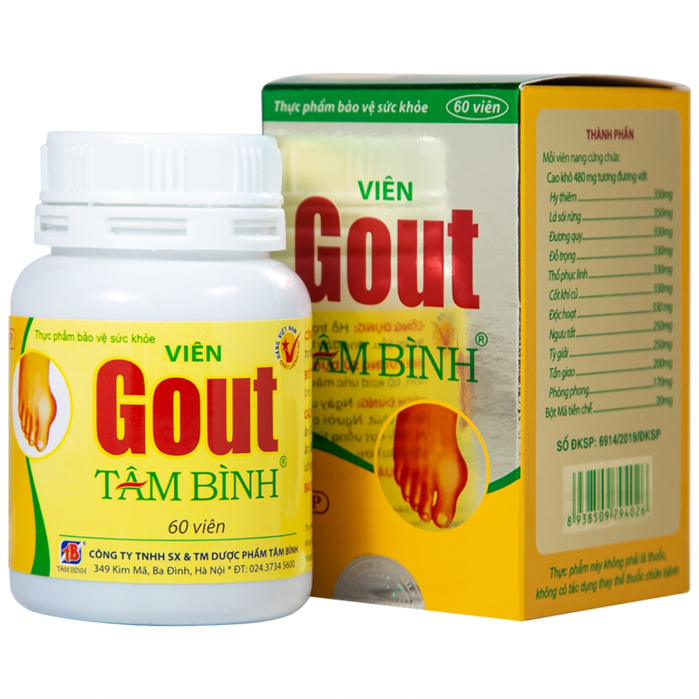 Hình ảnh Viên Gout Tâm Bình hỗ trợ giảm triệu chứng đau do gút (60 viên)
