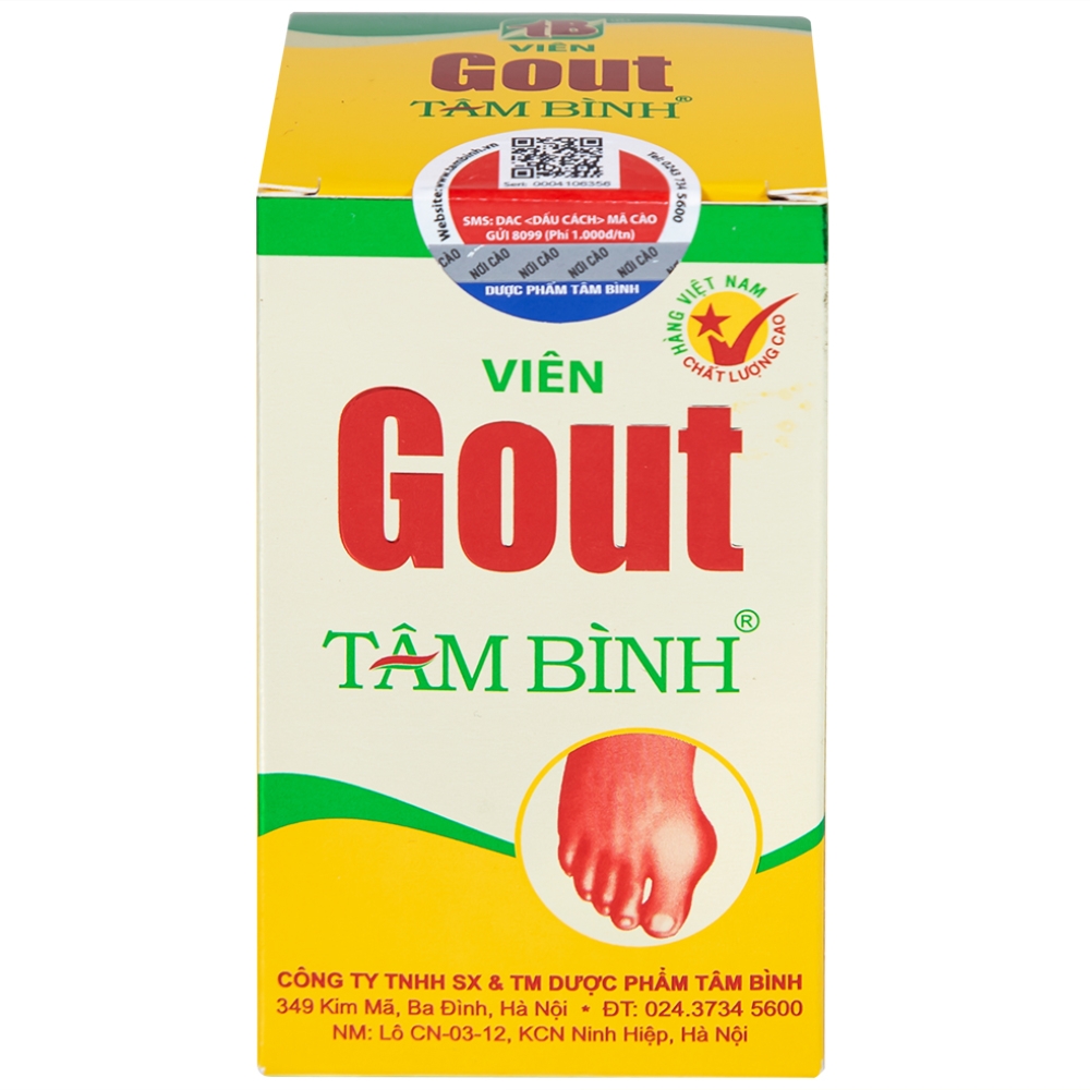 Hình ảnh Viên Gout Tâm Bình hỗ trợ giảm triệu chứng đau do gút (60 viên)