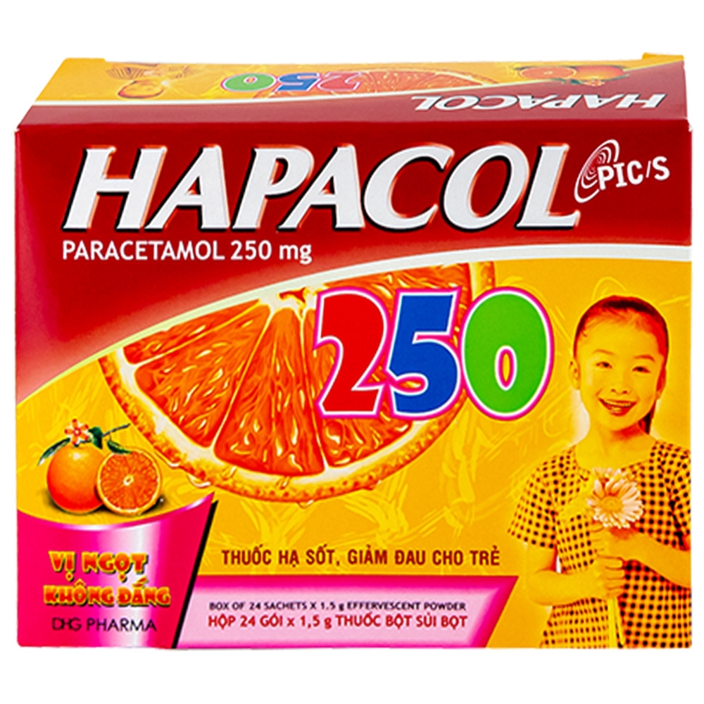 Hình ảnh Bột Hapacol 250 DHG giảm đau, hạ sốt (24 gói)