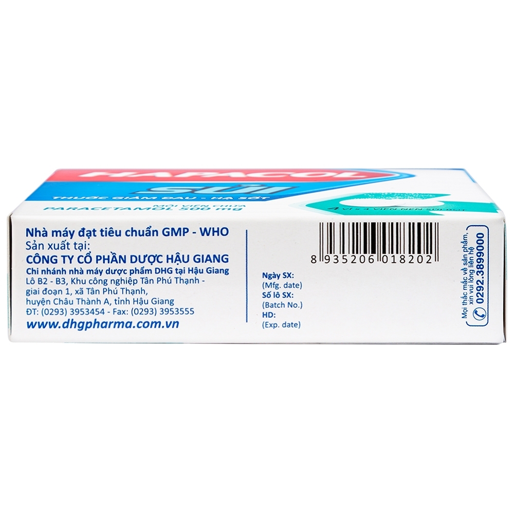 Hình ảnh Viên sủi Hapacol 500 DHG giảm đau, hạ sốt (4 vỉ x 4 viên)