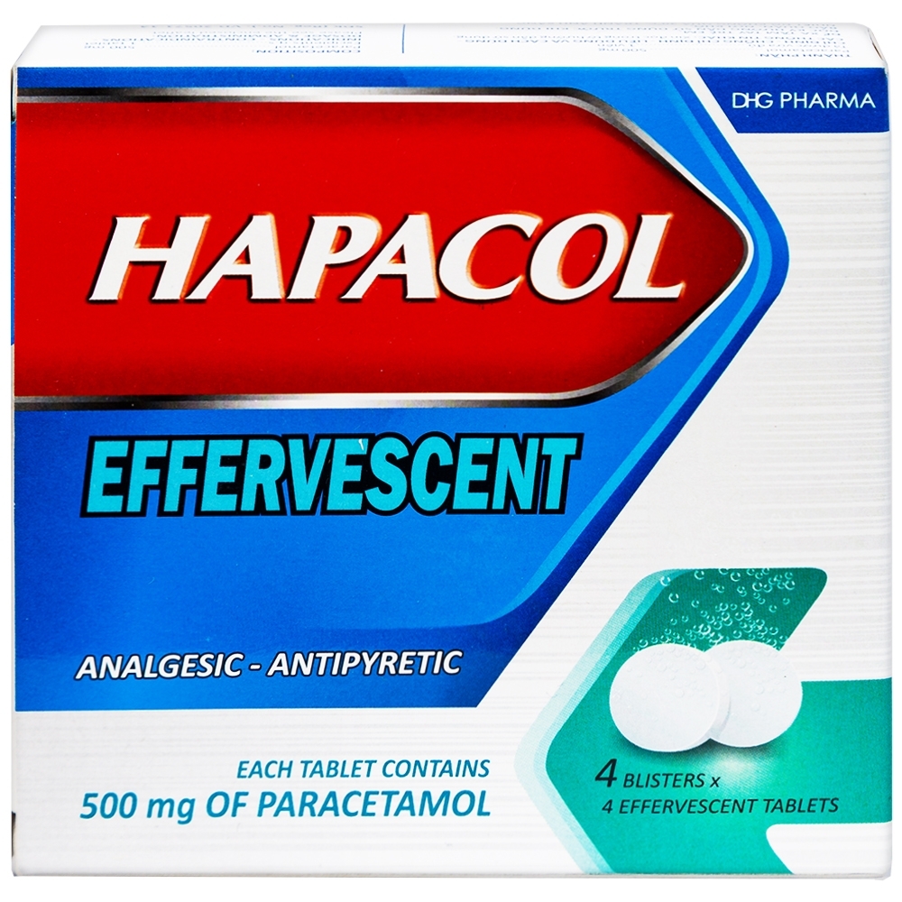 Hình ảnh Viên sủi Hapacol 500 DHG giảm đau, hạ sốt (4 vỉ x 4 viên)