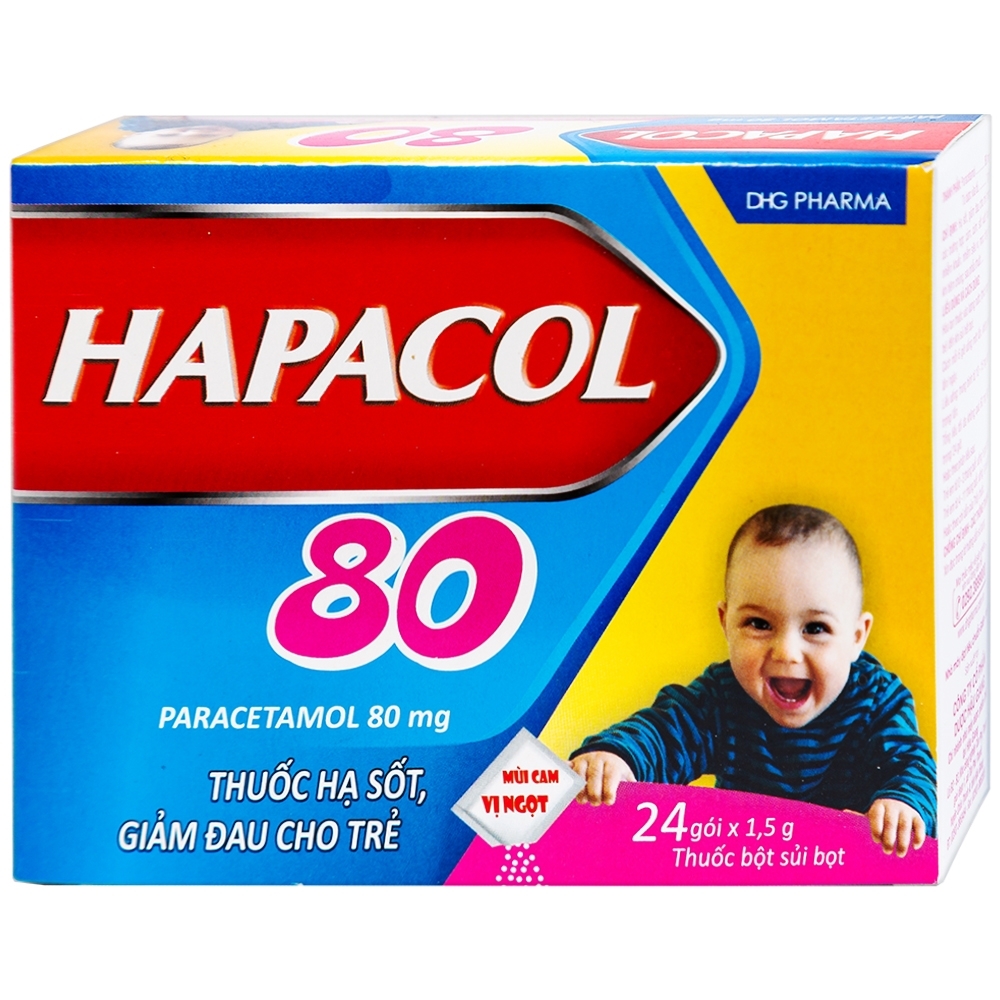 Hình ảnh Bột Hapacol 80 DHG giảm đau, hạ sốt (24 gói)