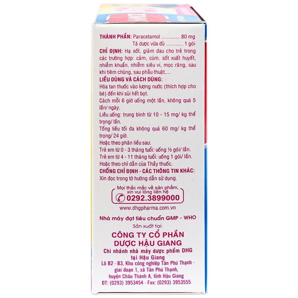 Hình ảnh Bột Hapacol 80 DHG giảm đau, hạ sốt (24 gói)