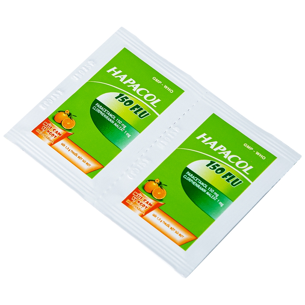 Hình ảnh Bột Hapacol 150 Flu DHG giảm đau, hạ sốt (24 gói)