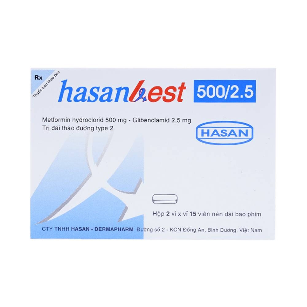 Hình ảnh Thuốc Hasanbest 500/2,5 Hasan điều trị đái tháo đường típ 2 (2 vỉ x 15 viên)
