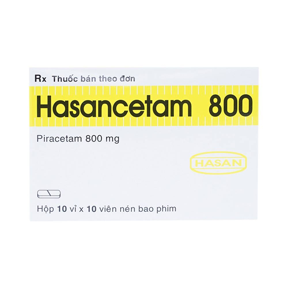 Hình ảnh Thuốc Hasancetam 800 Hasan điều trị rối loạn chức năng não, suy giảm trí nhớ (10 vỉ x 10 viên)
