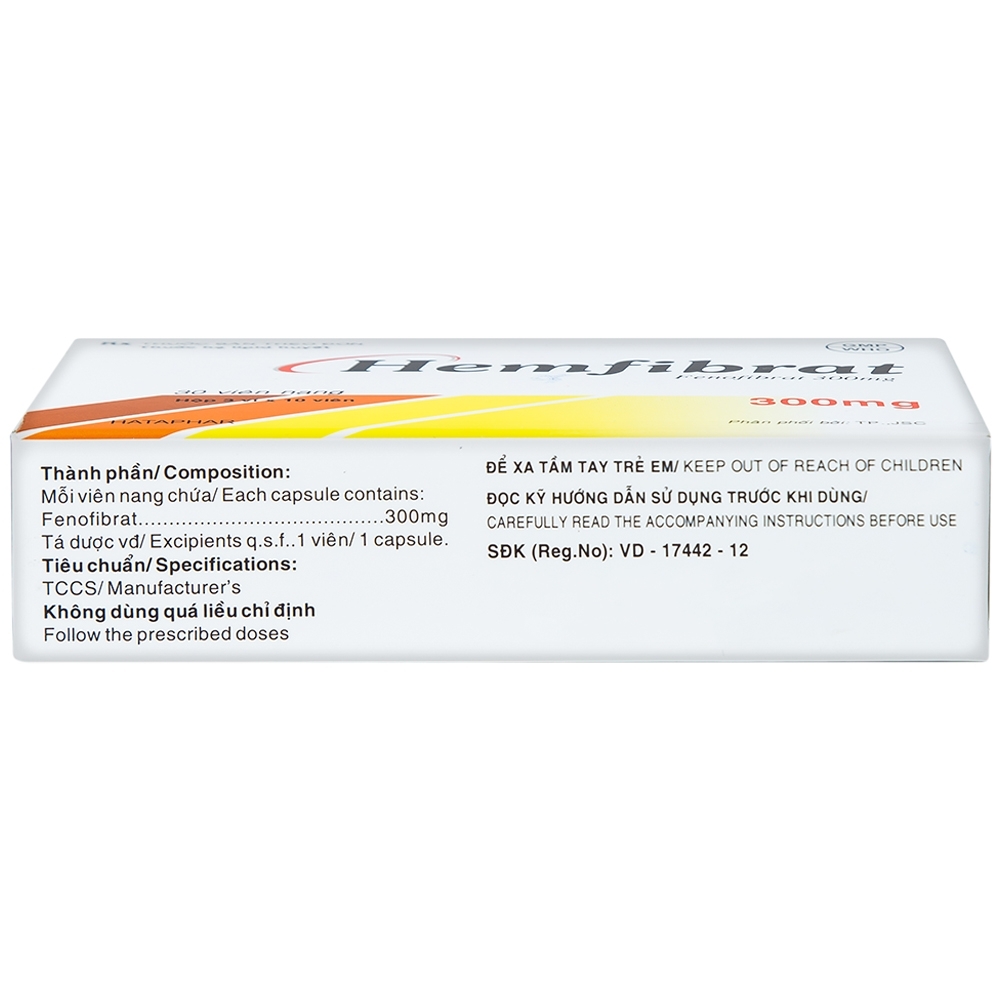 Hình ảnh Thuốc Hemfibrat 300mg Hà Tây điều trị chứng tăng cholesterol máu (3 vỉ x 10 viên)