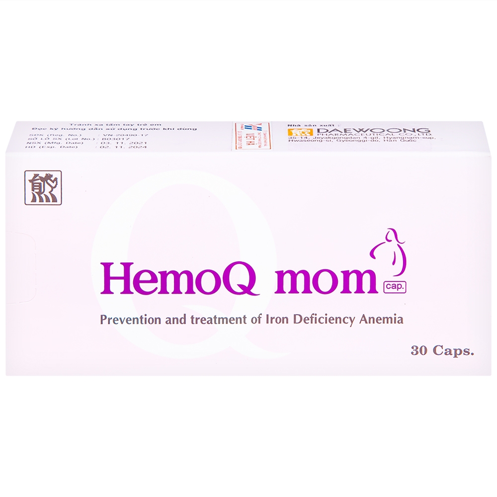 Hình ảnh Thuốc HemoQ Mom phòng ngừa và điều trị thiếu máu (3 vỉ x 10 viên)