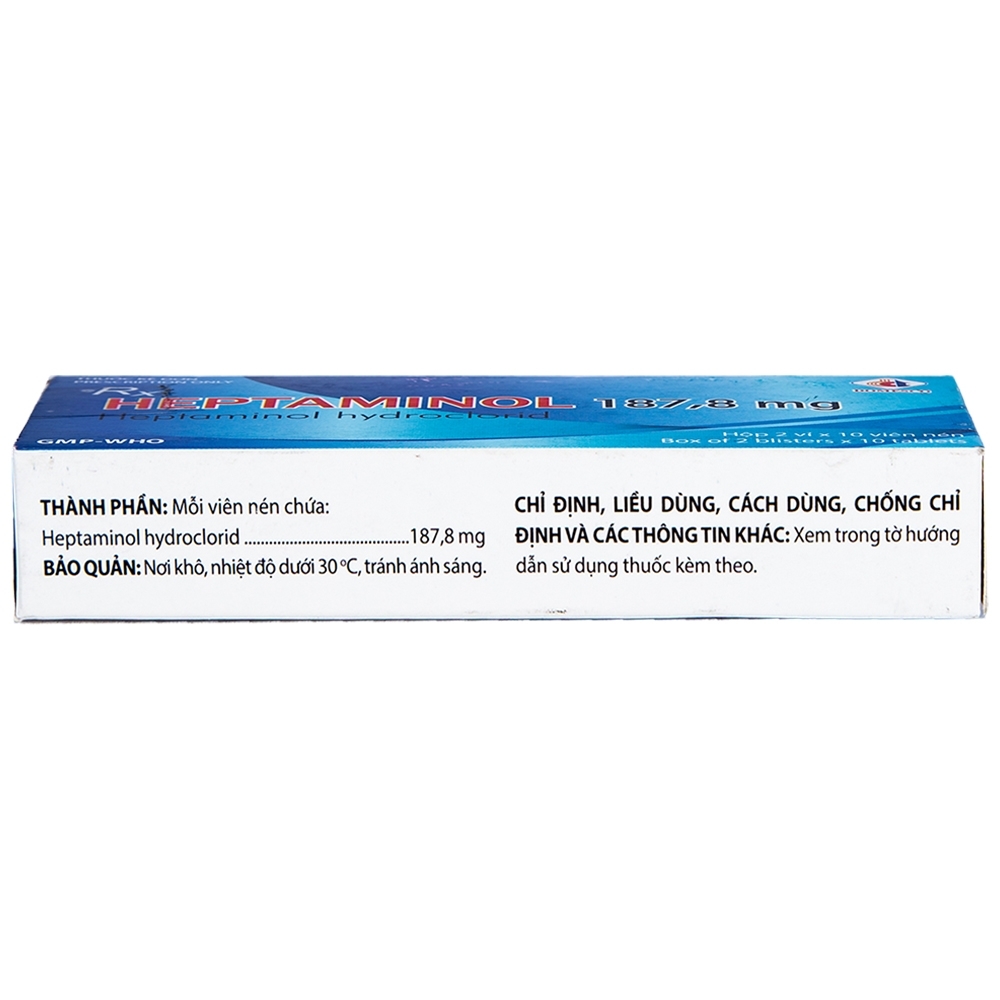 Hình ảnh Thuốc Heptaminol 187,8mg điều trị triệu chứng trong hạ huyết áp tư thế (2 vỉ x 10 viên)