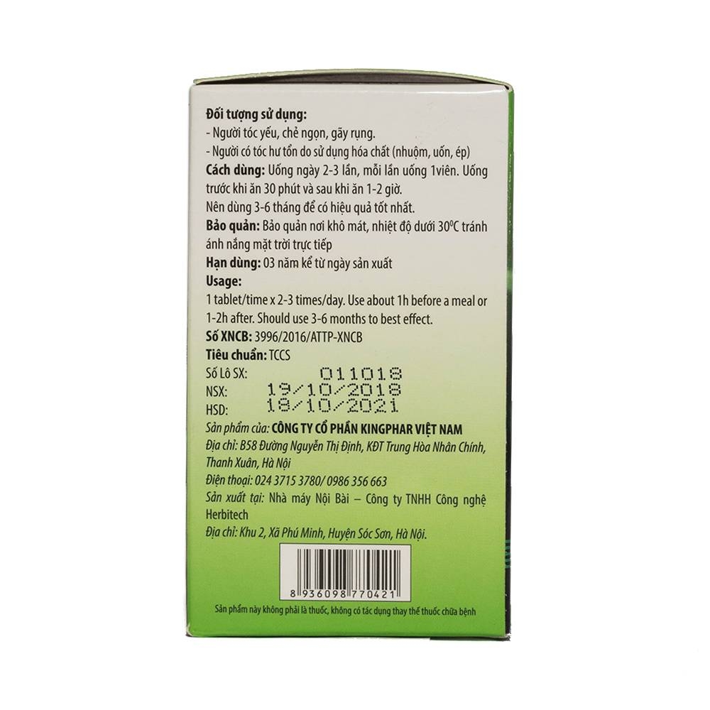 Hình ảnh Viên uống Herba Hair Kingphar hỗ trợ bồi bổ khí huyết, làm đen râu tóc (60 viên)