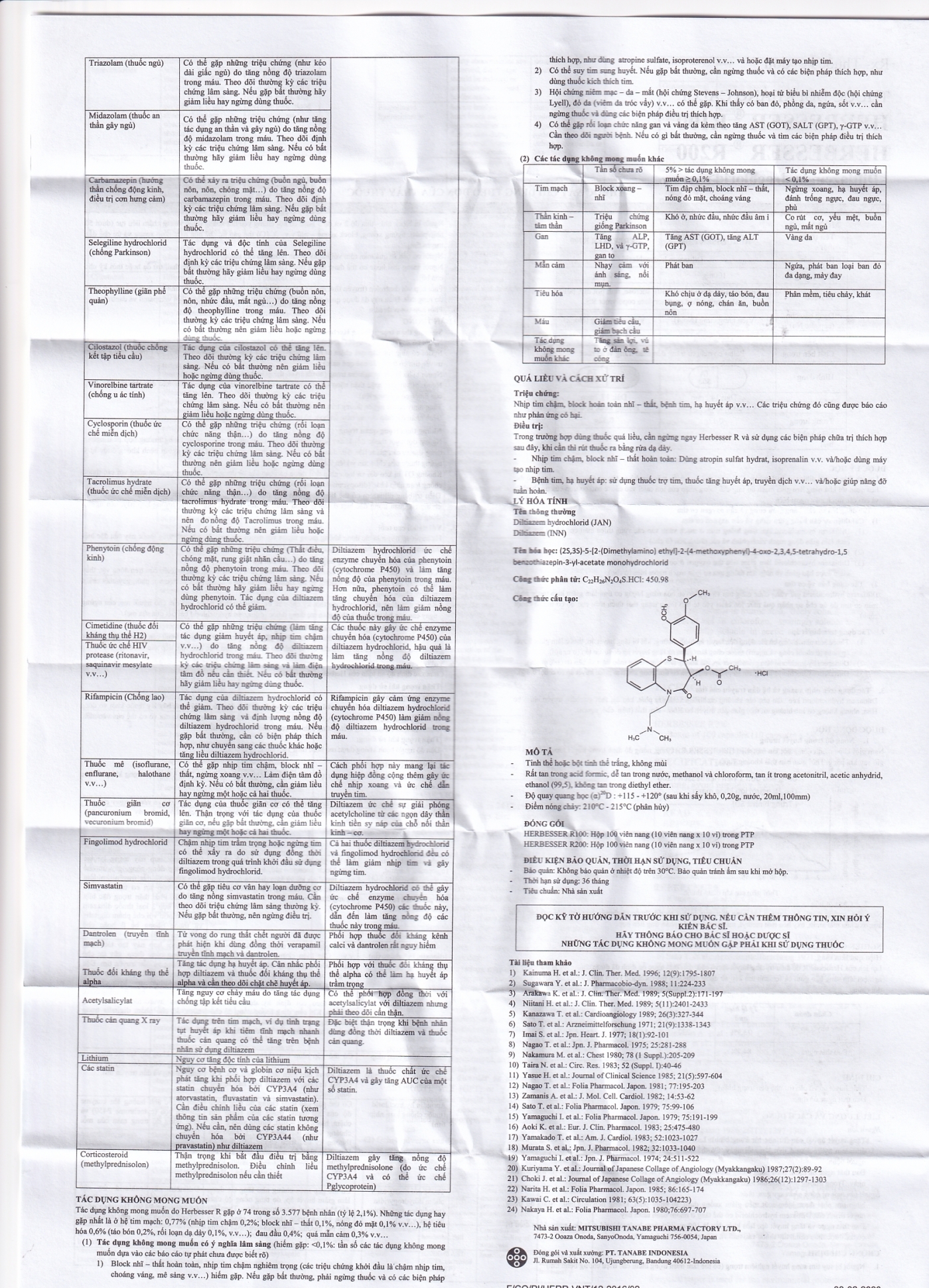 Hình ảnh Thuốc Herbesser R100 điều trị tăng huyết áp vô căn, đau thắt ngực ổn định (10 vỉ x 10 viên)