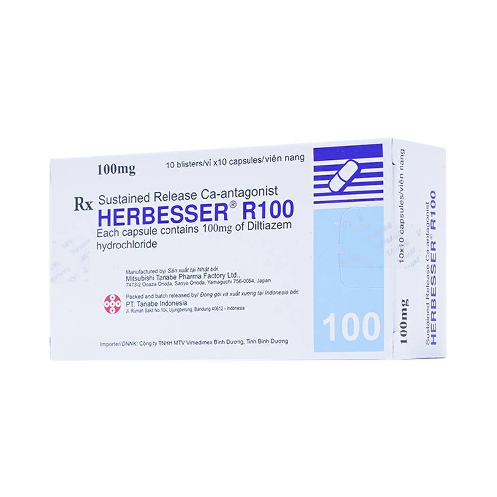 Hình ảnh Thuốc Herbesser R100 điều trị tăng huyết áp vô căn, đau thắt ngực ổn định (10 vỉ x 10 viên)