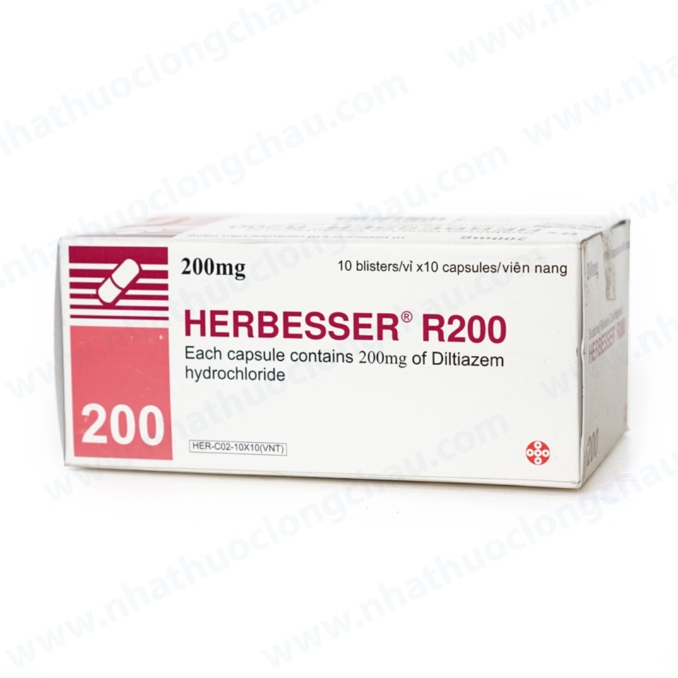 Hình ảnh Thuốc Herbesser R200 điều trị tăng huyết áp vô căn, đau thắt ngực ổn định (10 vỉ x 10 viên)