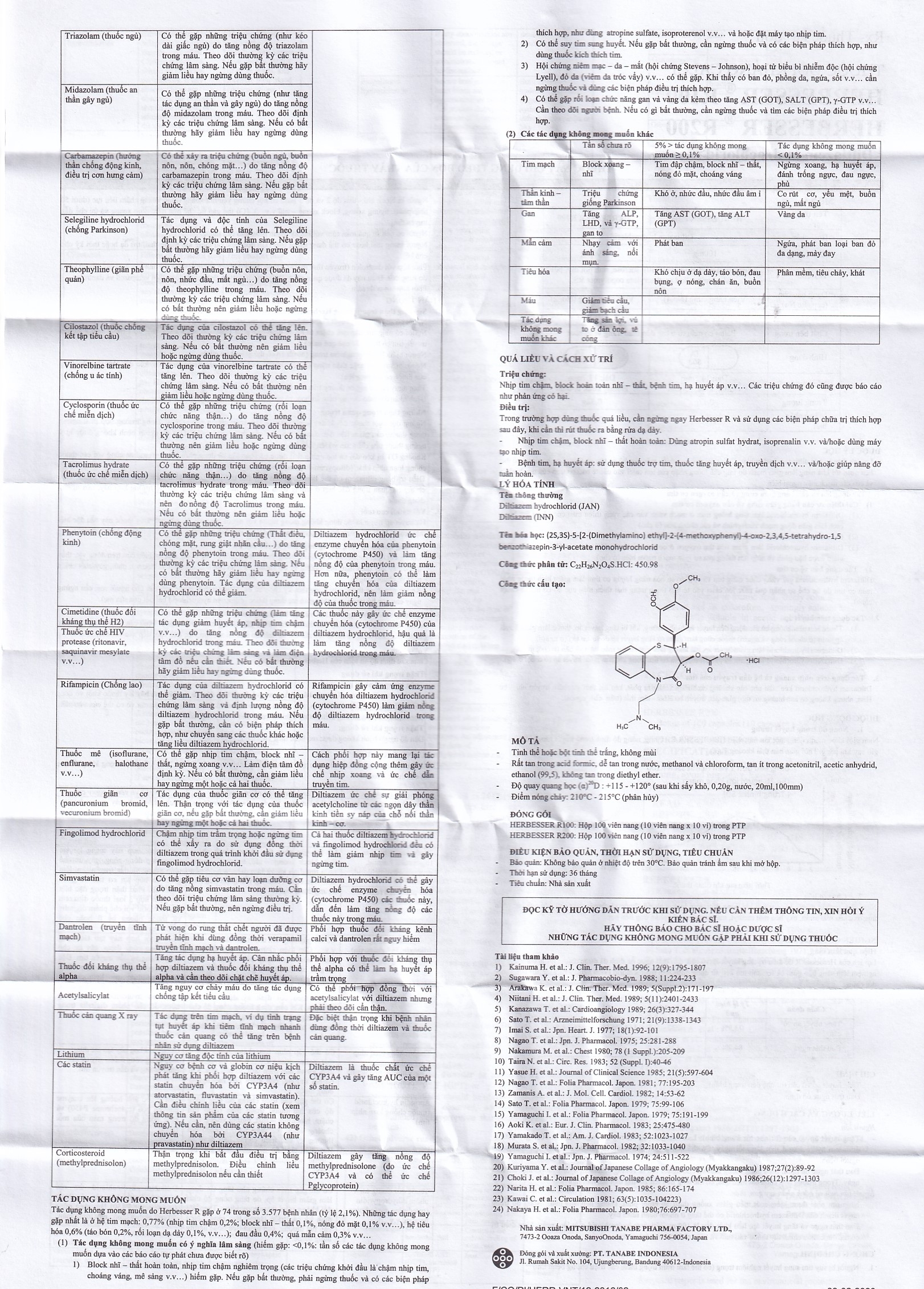 Hình ảnh Thuốc Herbesser R200 điều trị tăng huyết áp vô căn, đau thắt ngực ổn định (10 vỉ x 10 viên)