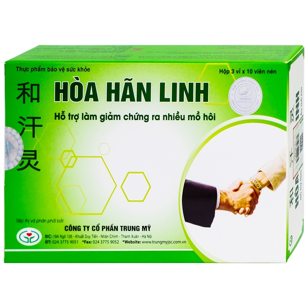 Hình ảnh Viên uống Hòa Hãn Linh hỗ trợ làm giảm chứng ra mồ hôi nhiều (3 vỉ x 10 viên)