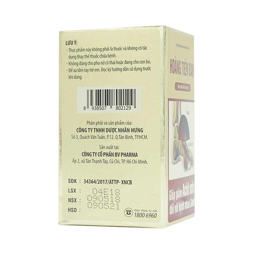 Hình ảnh Viên uống Hoàng Tiên Đan hỗ trợ giảm acid uric đối với bệnh nhân gout (60 viên)