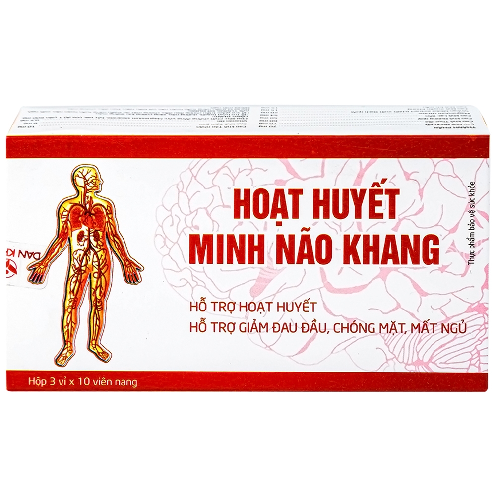 Hình ảnh Viên uống Hoạt Huyết Minh Não Khang hỗ trợ hoạt huyết, giảm đau đầu, chóng mặt, mất ngủ (3 vỉ x 10 viên)