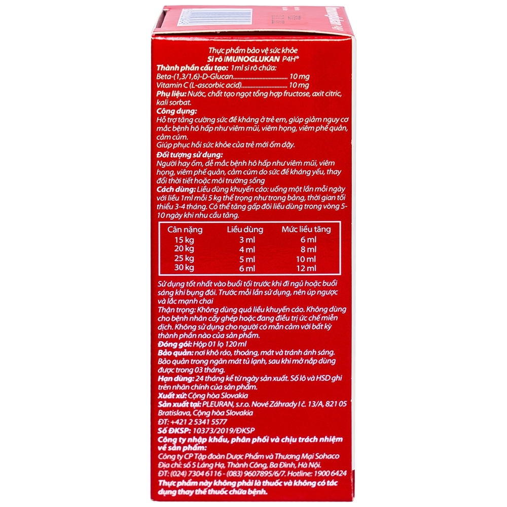 Hình ảnh Siro Imunoglukan Pleuran hỗ trợ tăng sức đề kháng, giảm viêm mũi, viêm họng, viêm phế quản (120ml)