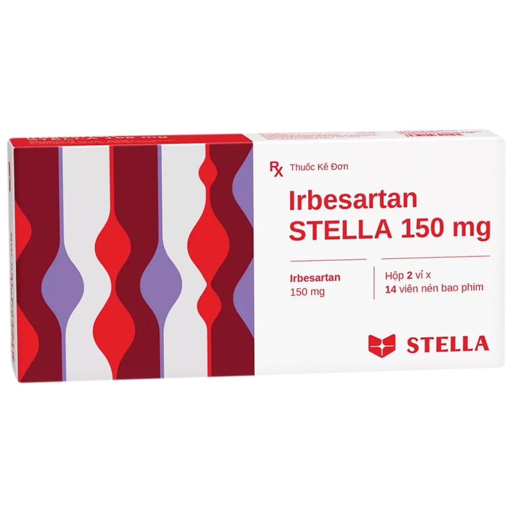 Hình ảnh Thuốc Irbesartan Stella 150mg điều trị tăng huyết áp, bệnh thận do tiểu đường (2 vỉ x 14 viên)