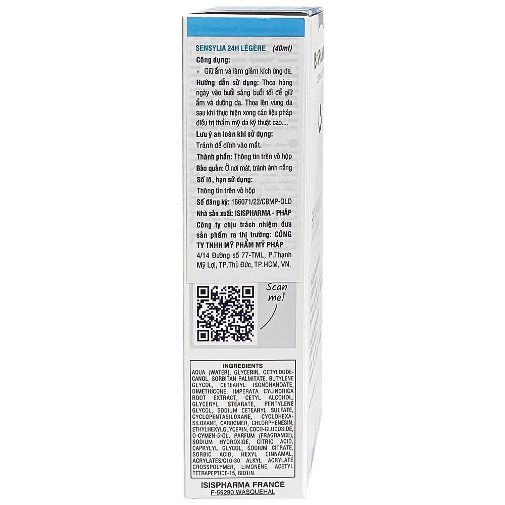 Hình ảnh Kem Sensylia 24h Légère IsisPharma giúp giữ ẩm và làm giảm kích ứng da (40ml)