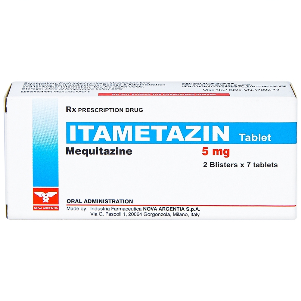 Hình ảnh Viên nén Itametazin 5mg Nova Argentia điều trị hen do phấn hoa, viêm mũi dị ứng, viêm kết mạc (2 vỉ x 7 viên)