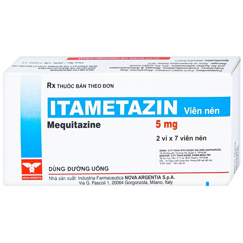 Hình ảnh Viên nén Itametazin 5mg Nova Argentia điều trị hen do phấn hoa, viêm mũi dị ứng, viêm kết mạc (2 vỉ x 7 viên)