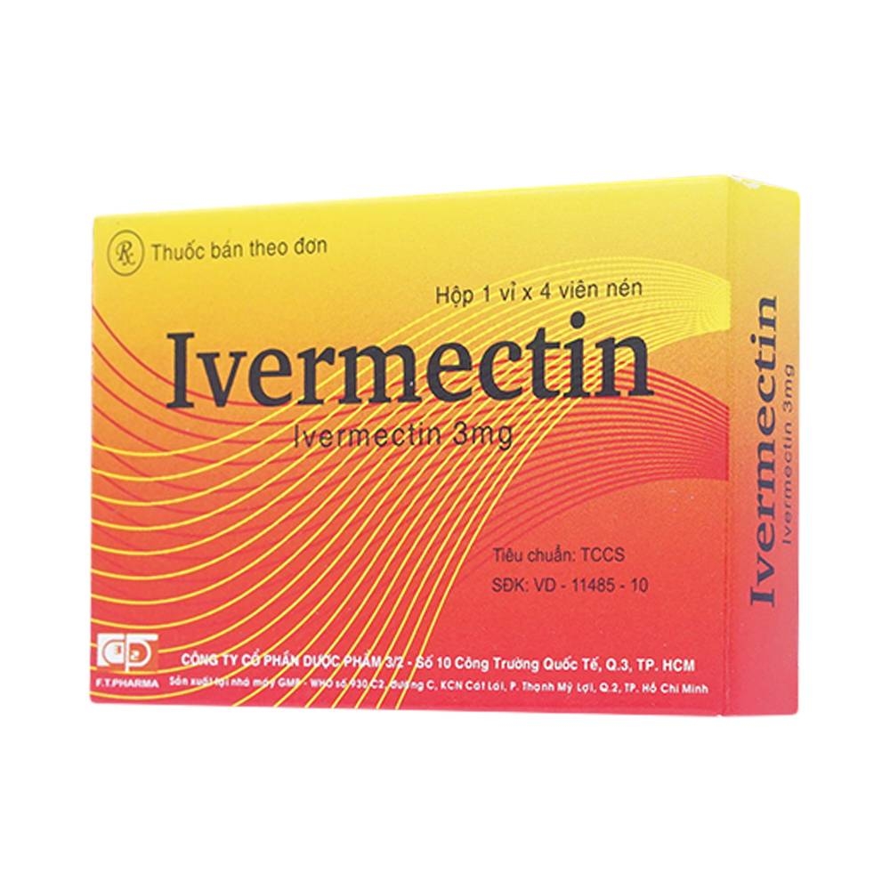Hình ảnh Viên nén Ivermectin 3mg Dược 3-2 hỗ trợ điều trị các bệnh nhiễm giun (1 vỉ x 4 viên)