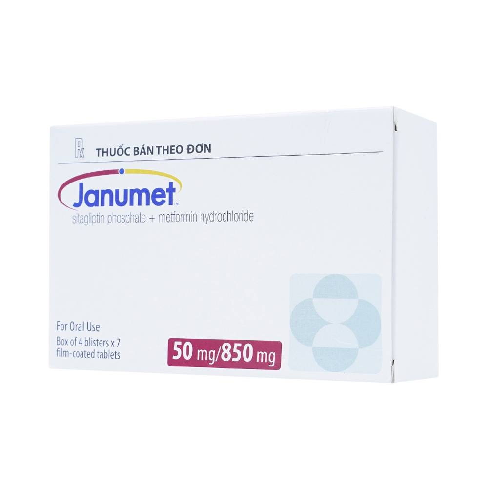 Hình ảnh Viên nén Janumet 50mg/850mg MSD điều trị đái tháo đường típ 2 (4 vỉ x 7 viên)