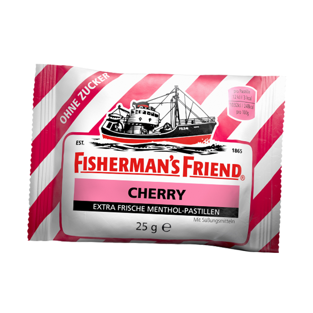 Hình ảnh Kẹo con tàu Fisherman's Friend vị cherry thông cổ, mát họng, thông mũi (25g)