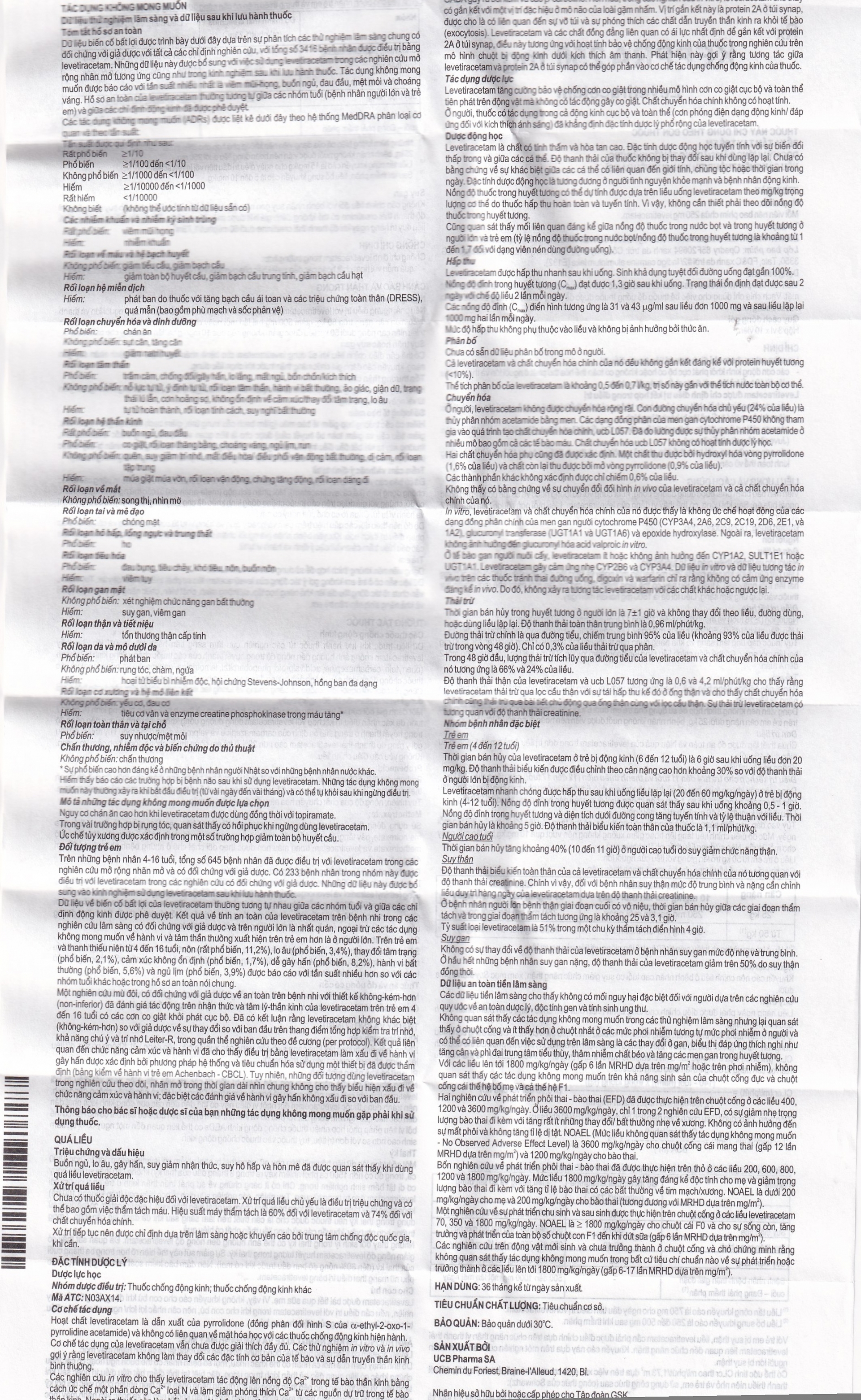 Hình ảnh Viên nén Keppra 250mg GSK điều trị các cơn động kinh cục bộ (3 vỉ x 10 viên)