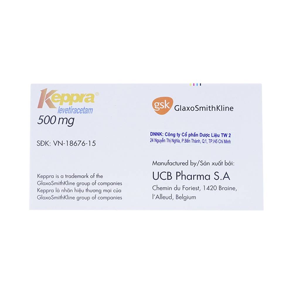 Hình ảnh Viên nén Keppra 500mg GSK điều trị các cơn động kinh cục bộ (6 vỉ x 10 viên)