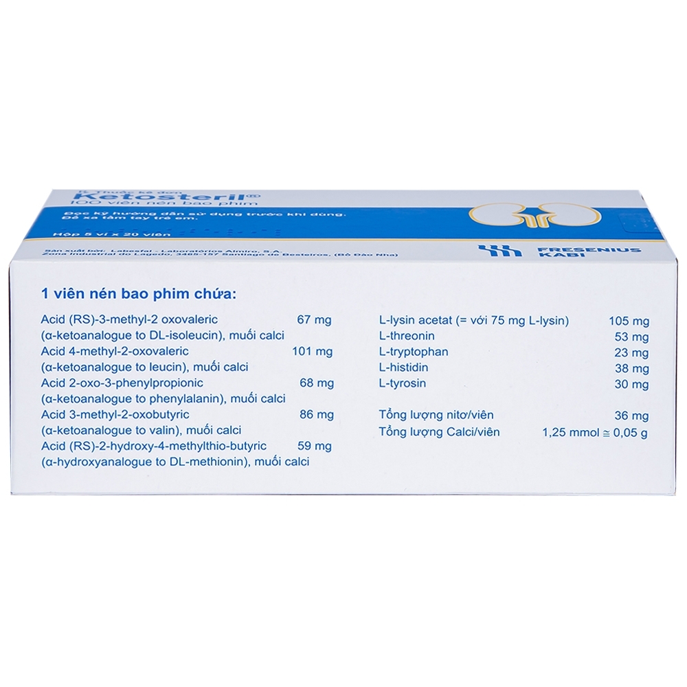 Hình ảnh Thuốc Ketosteril Fresenius Kabi phòng ngừa và điều trị suy thận mạn (5 vỉ x 20 viên)