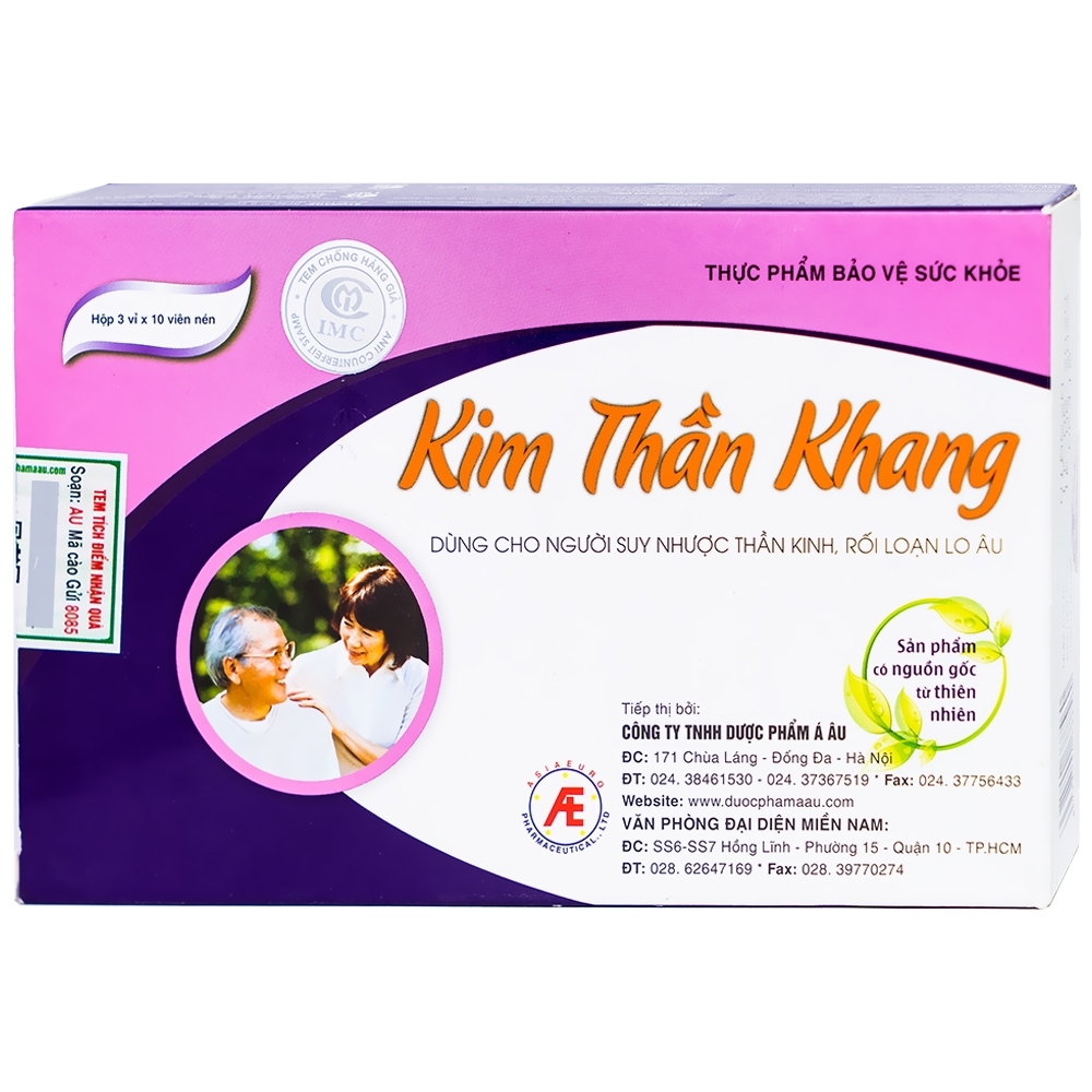Hình ảnh Viên uống Kim Thần Khang Á Âu tăng cường lưu thông máu, giúp dưỡng tâm, an thần (3 vỉ x 10 viên)